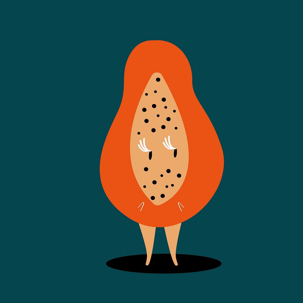Half of fresh ripe papaya cartoon character vector