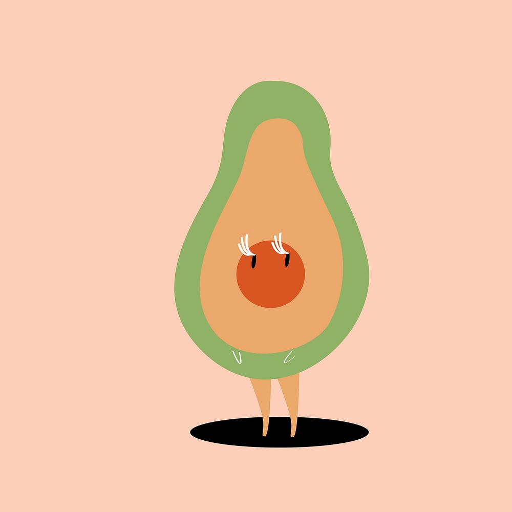 Half of avocado cartoon character vector