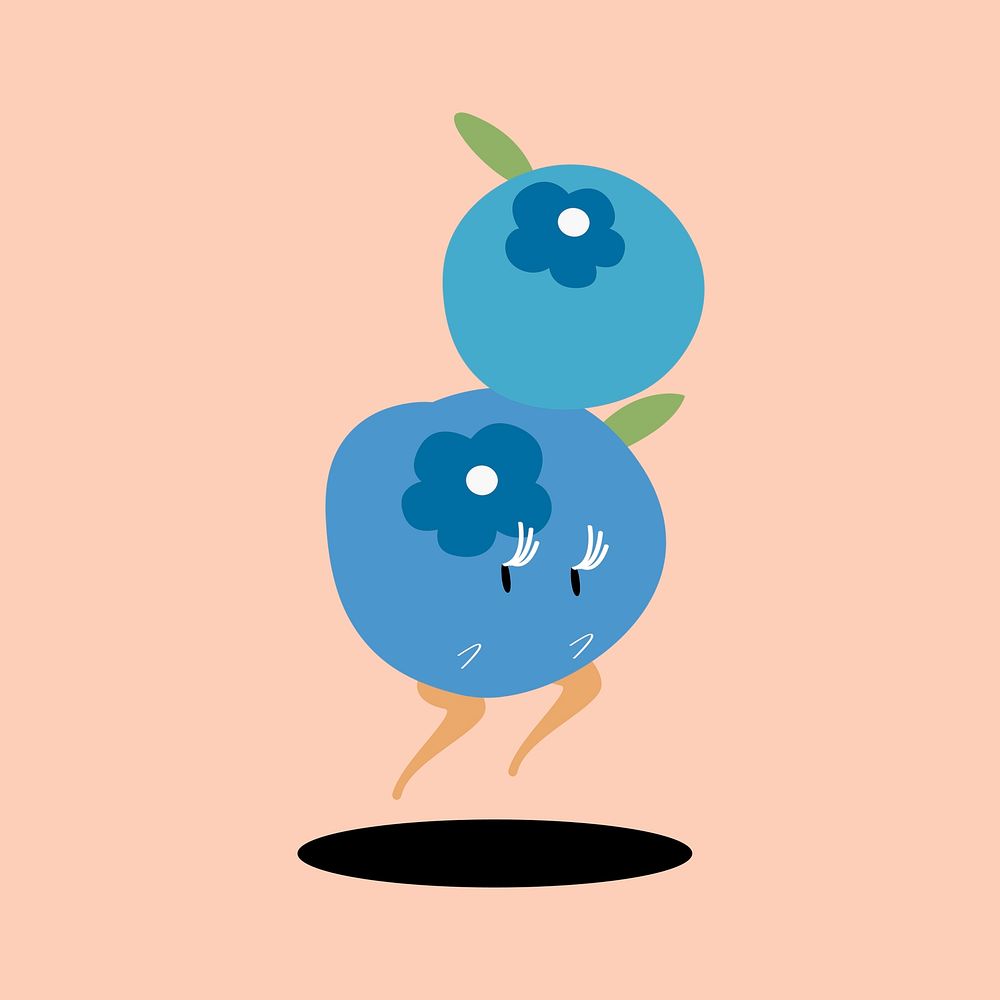 Fresh blueberry cartoon character vector