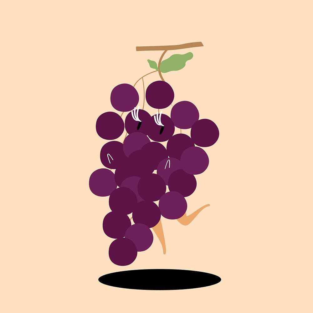 Fresh grapes cartoon character vector