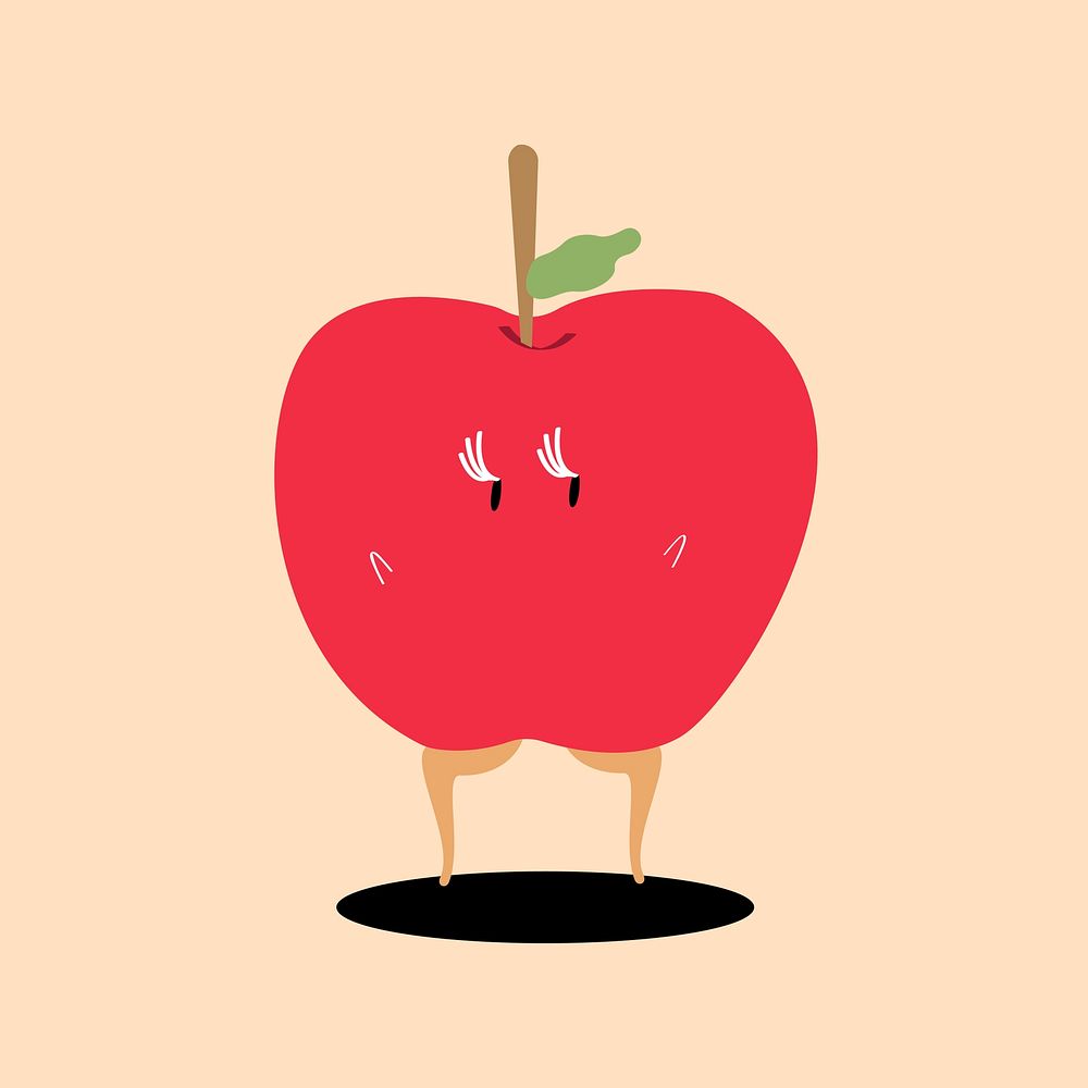 Fresh red apple cartoon character vector