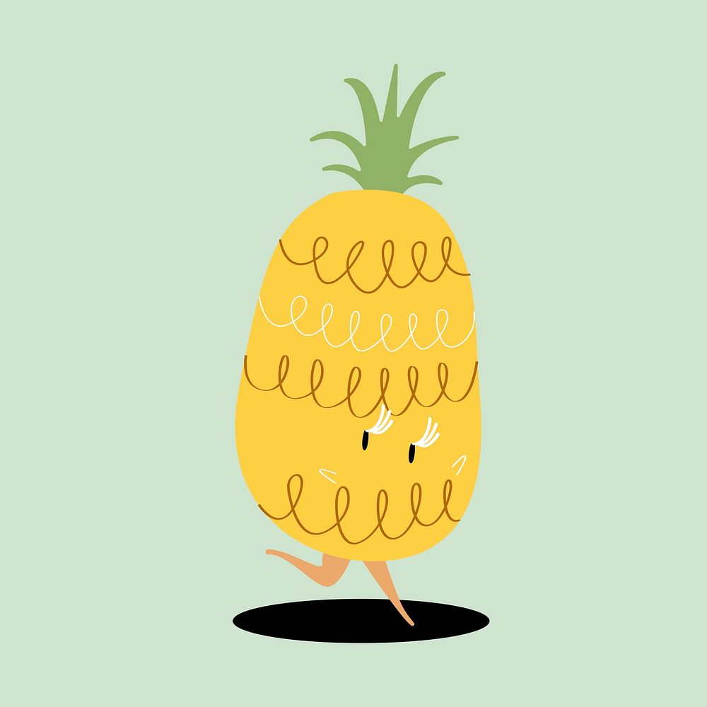 Fresh pineapple cartoon character vector