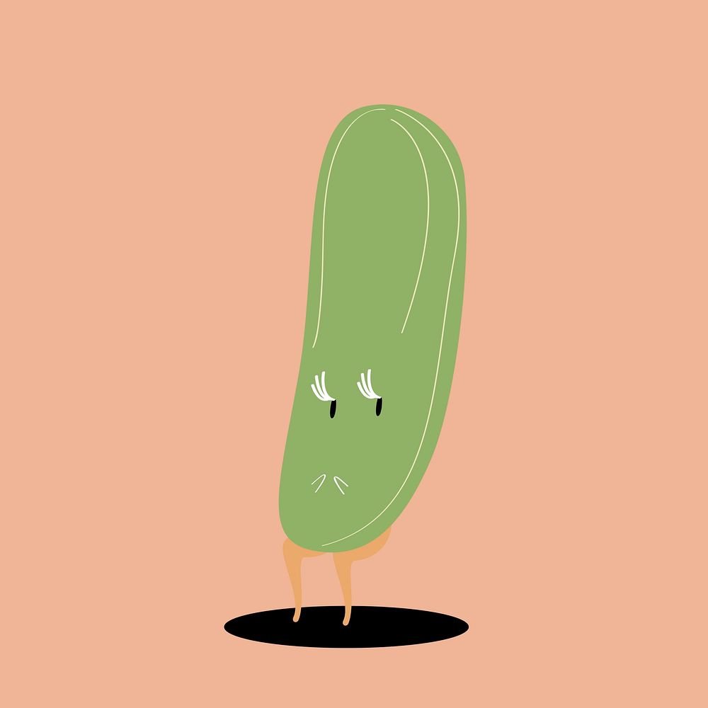 Organic cucumber cartoon character vector