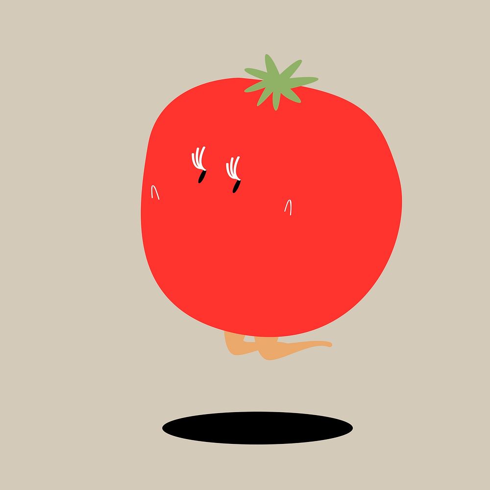 A jumping tomato cartoon character vector
