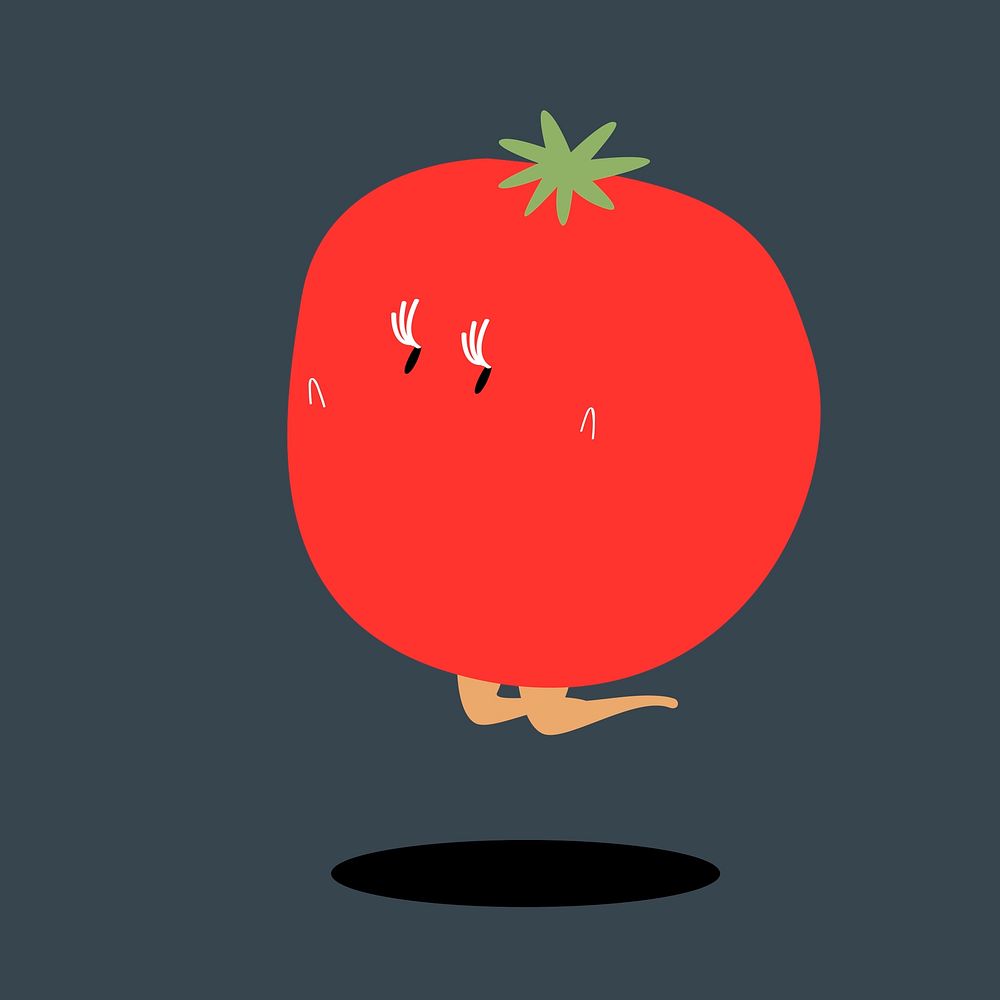 A jumping tomato cartoon character vector