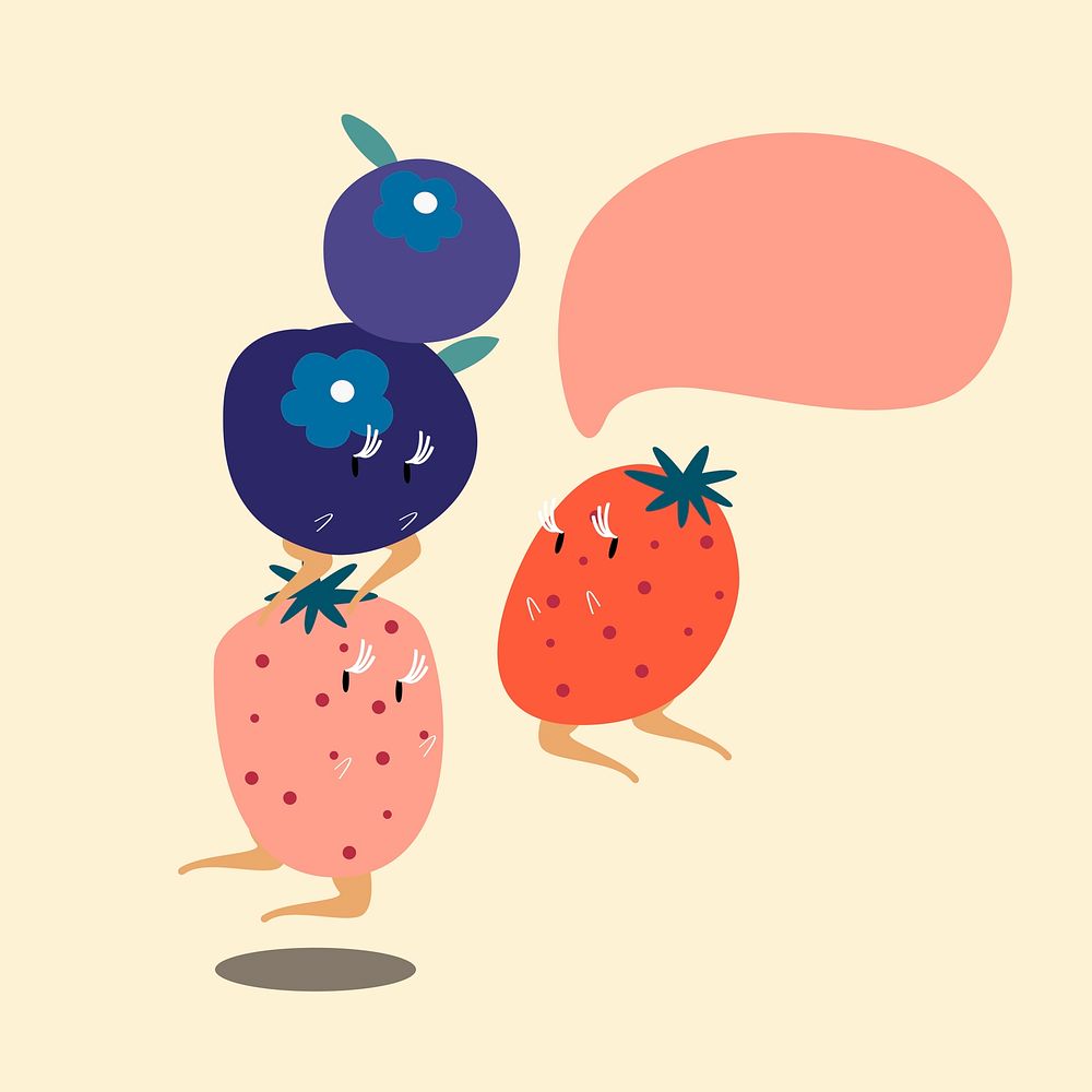 Berries fruits with blank speech bubble cartoon character vector