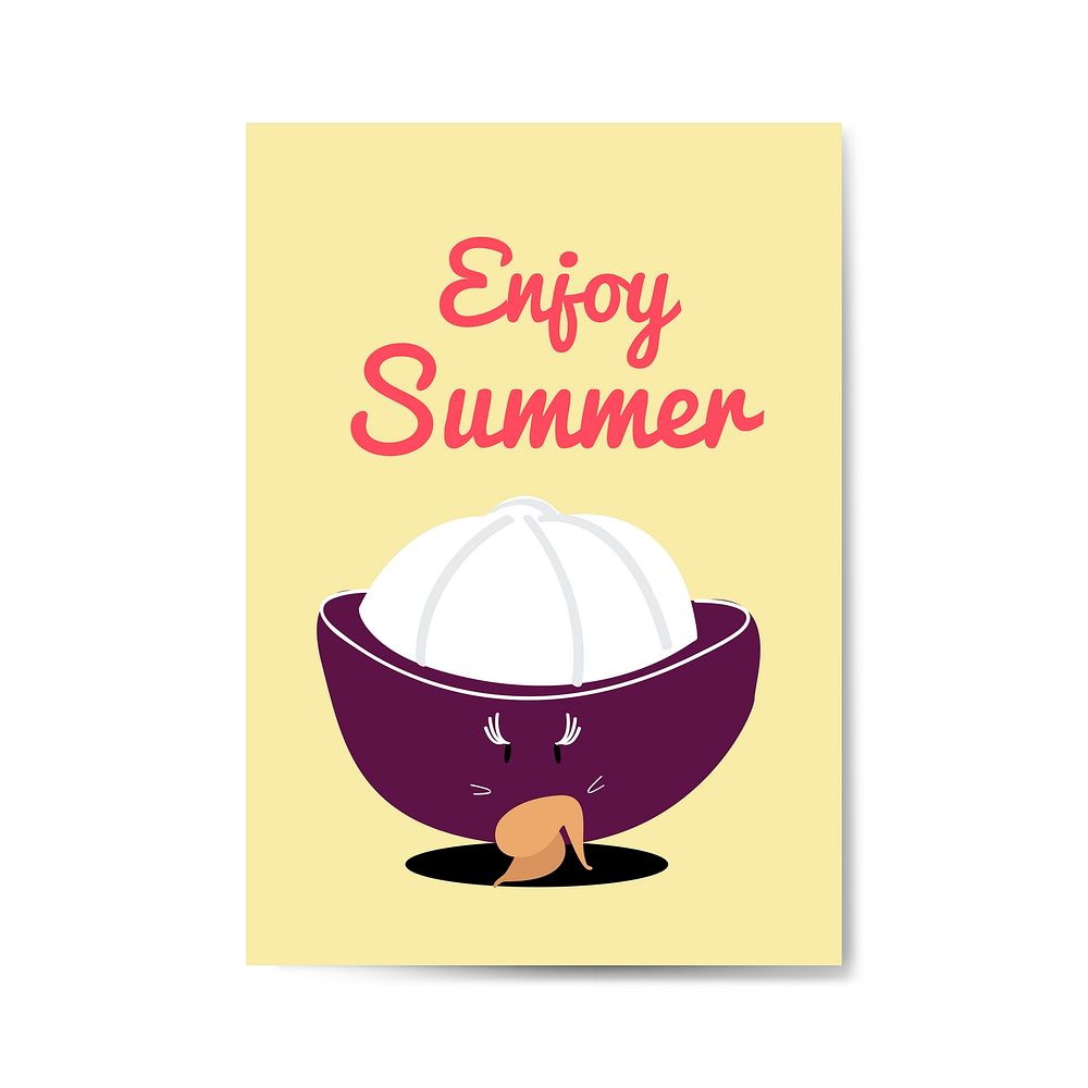 Enjoy summer with mangosteen cartoon character vector