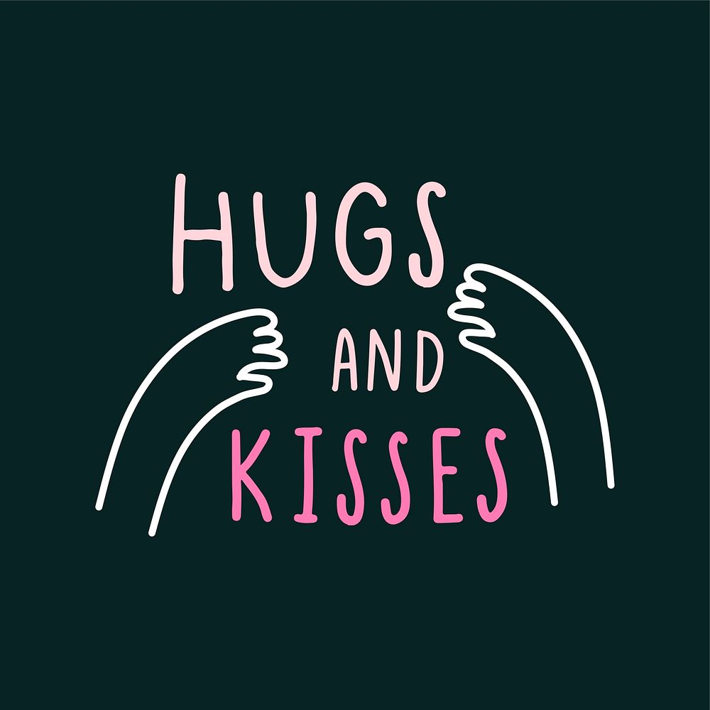 Hug and kisses with loving arms vector