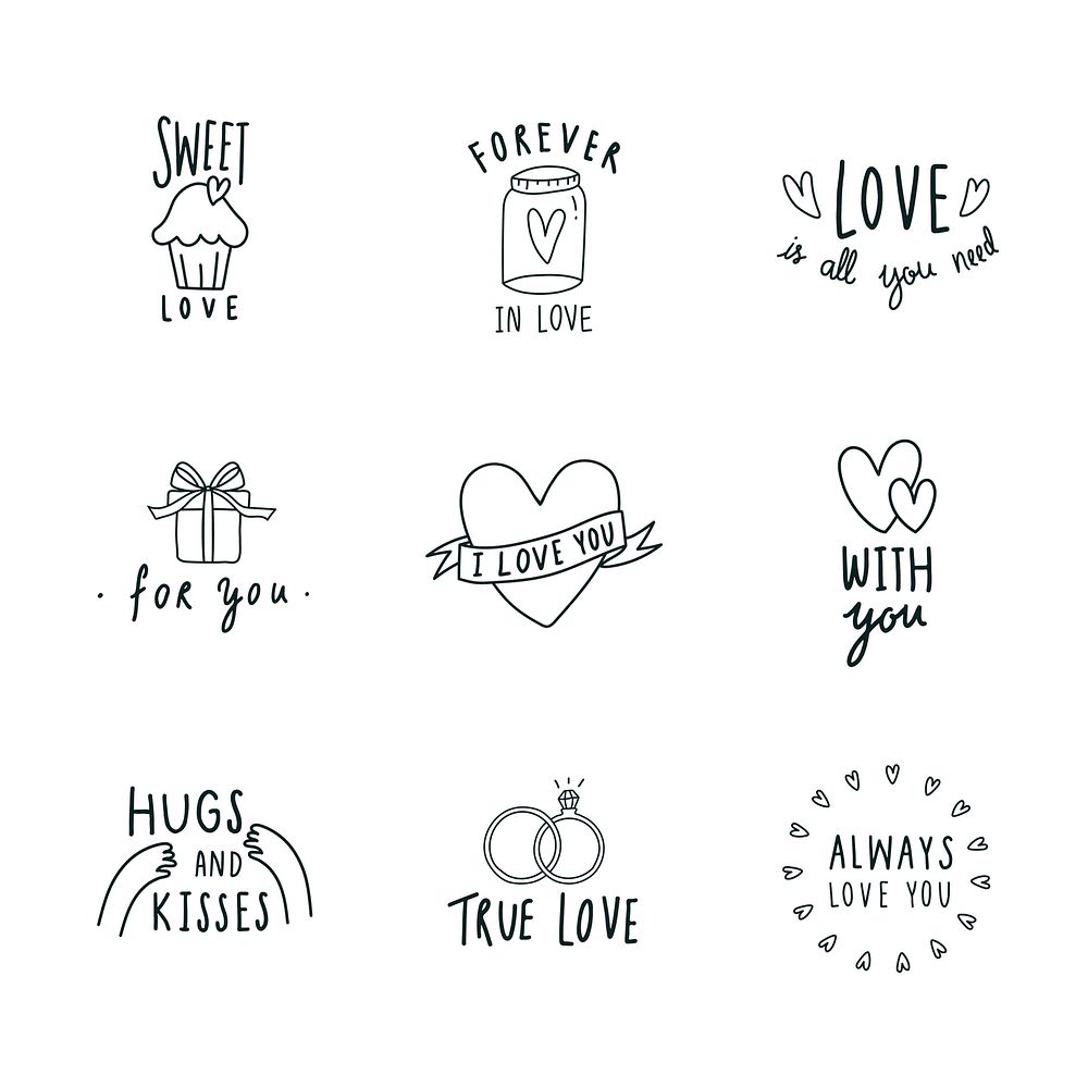 Symbols of love icon set vector