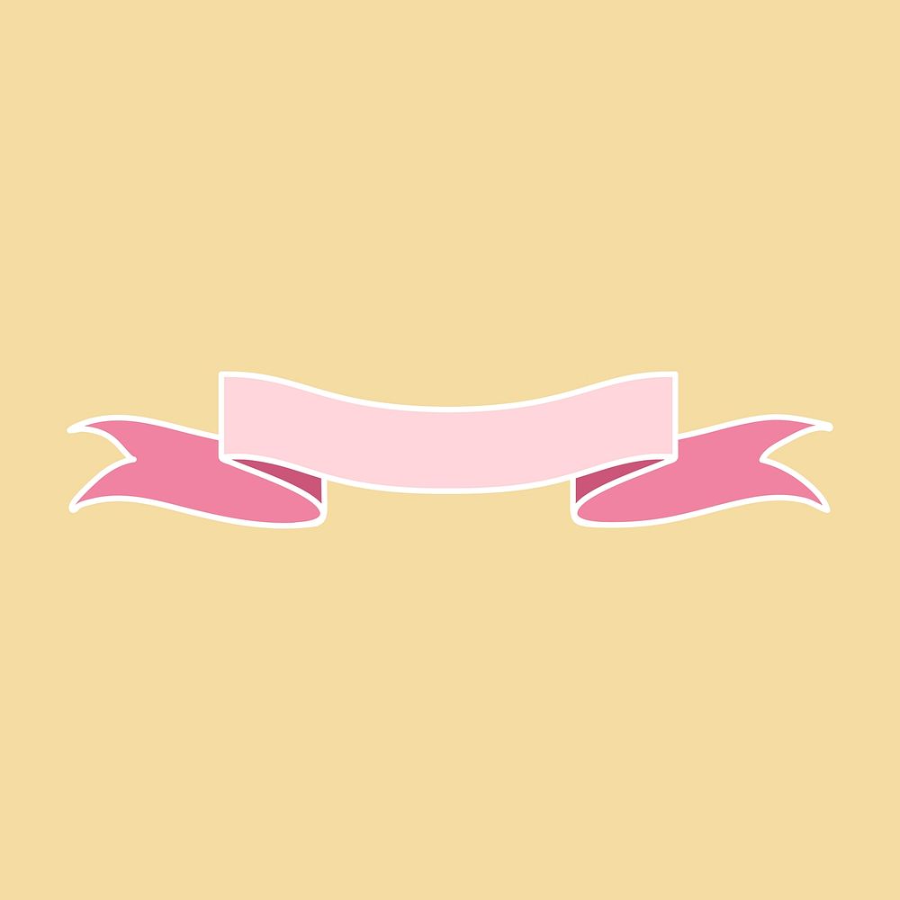 Pink ribbon banner doodle style vector