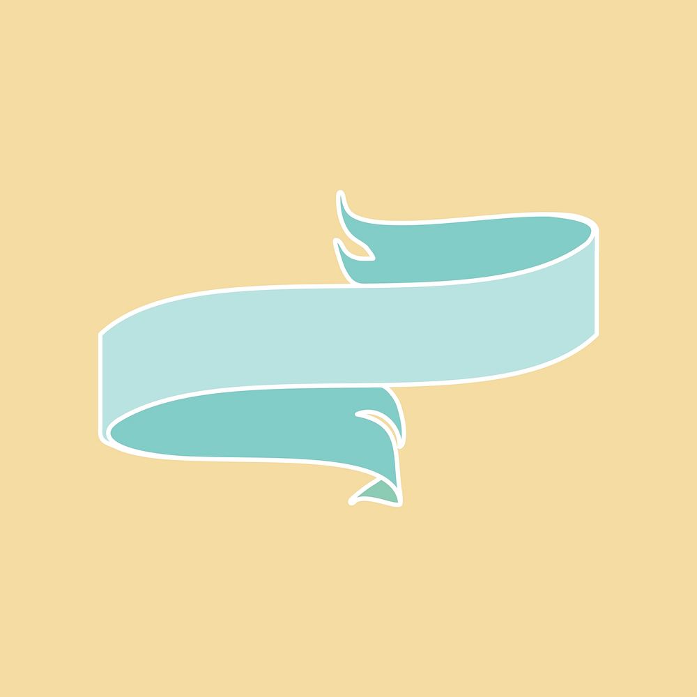 Mint green ribbon banner doodle style vector