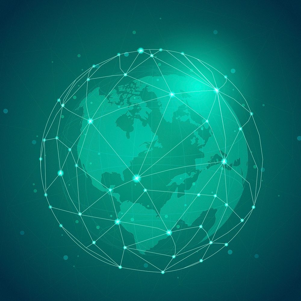 Worldwide connection green background illustration vector