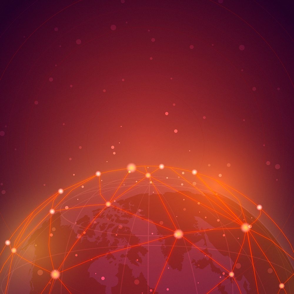 Worldwide connection red background illustration vector