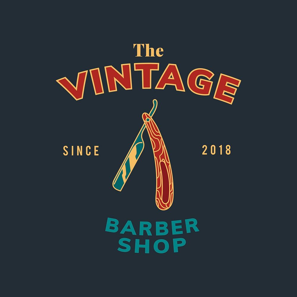 Vintage barber shop text design vector
