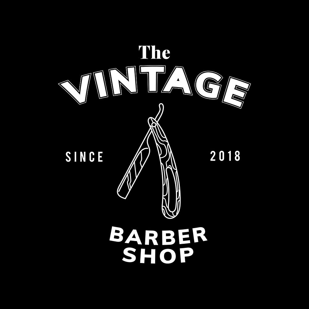 Vintage barber shop text design vector