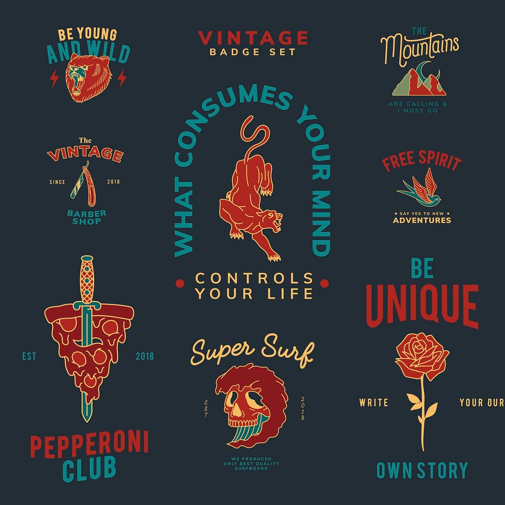 Set of vintage badges design vector