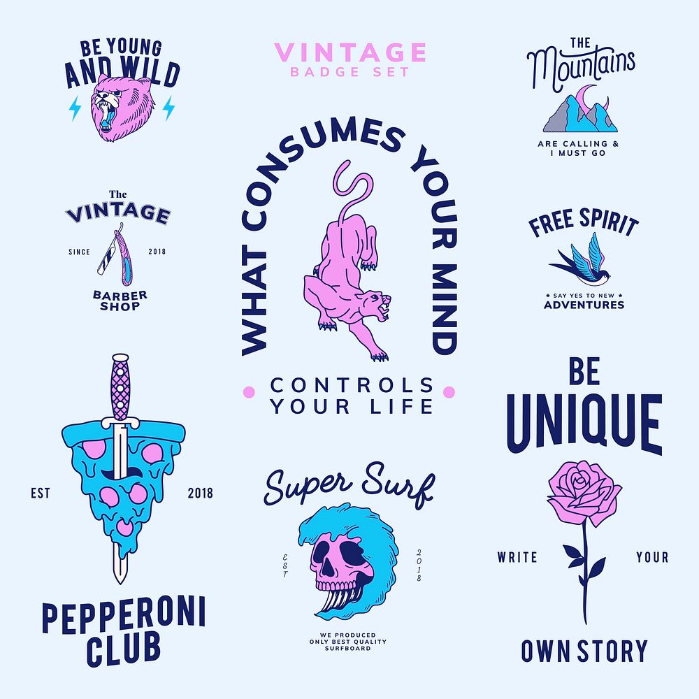 Set of vintage badges design vector