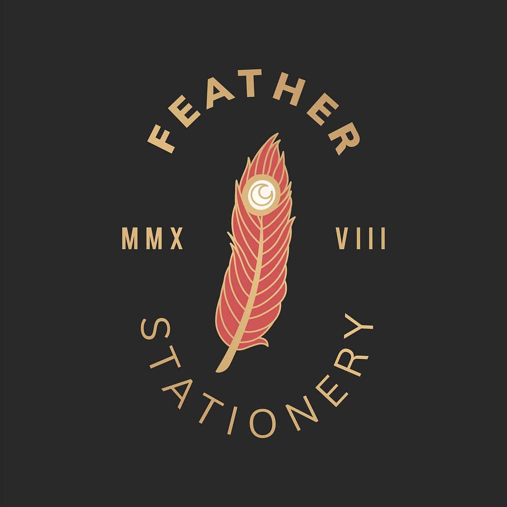 Feather stationery vintage logo vector