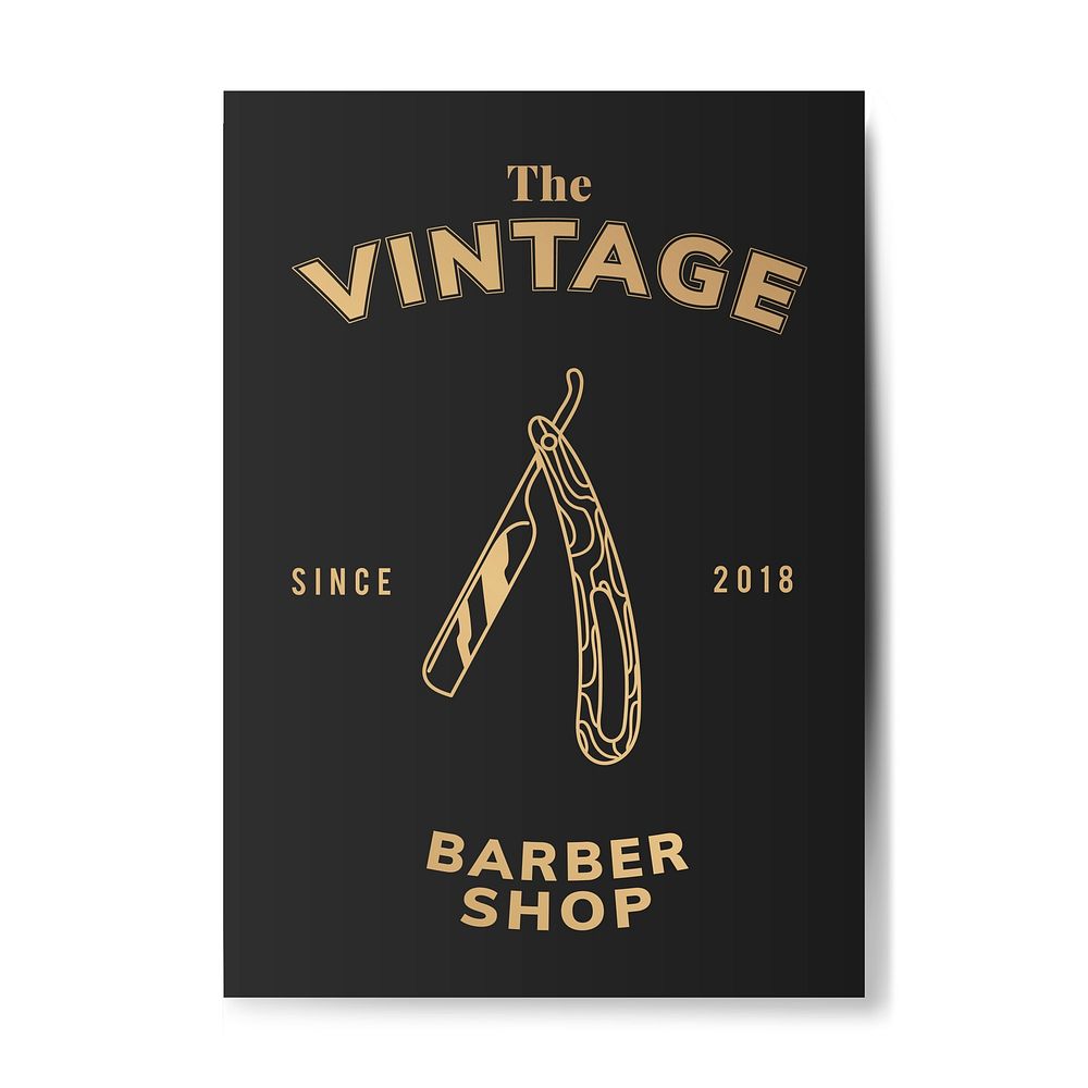 Vintage barber shop card vector