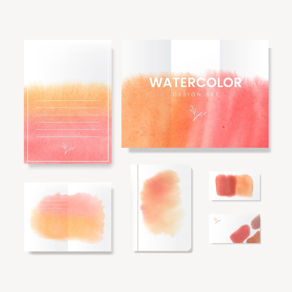 Orange watercolor style card vector