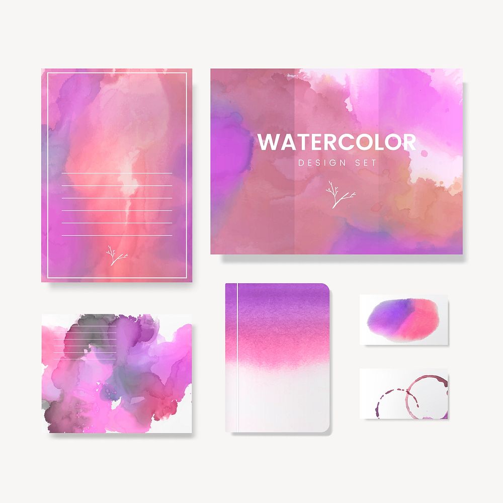 Purple watercolor style banner vector set
