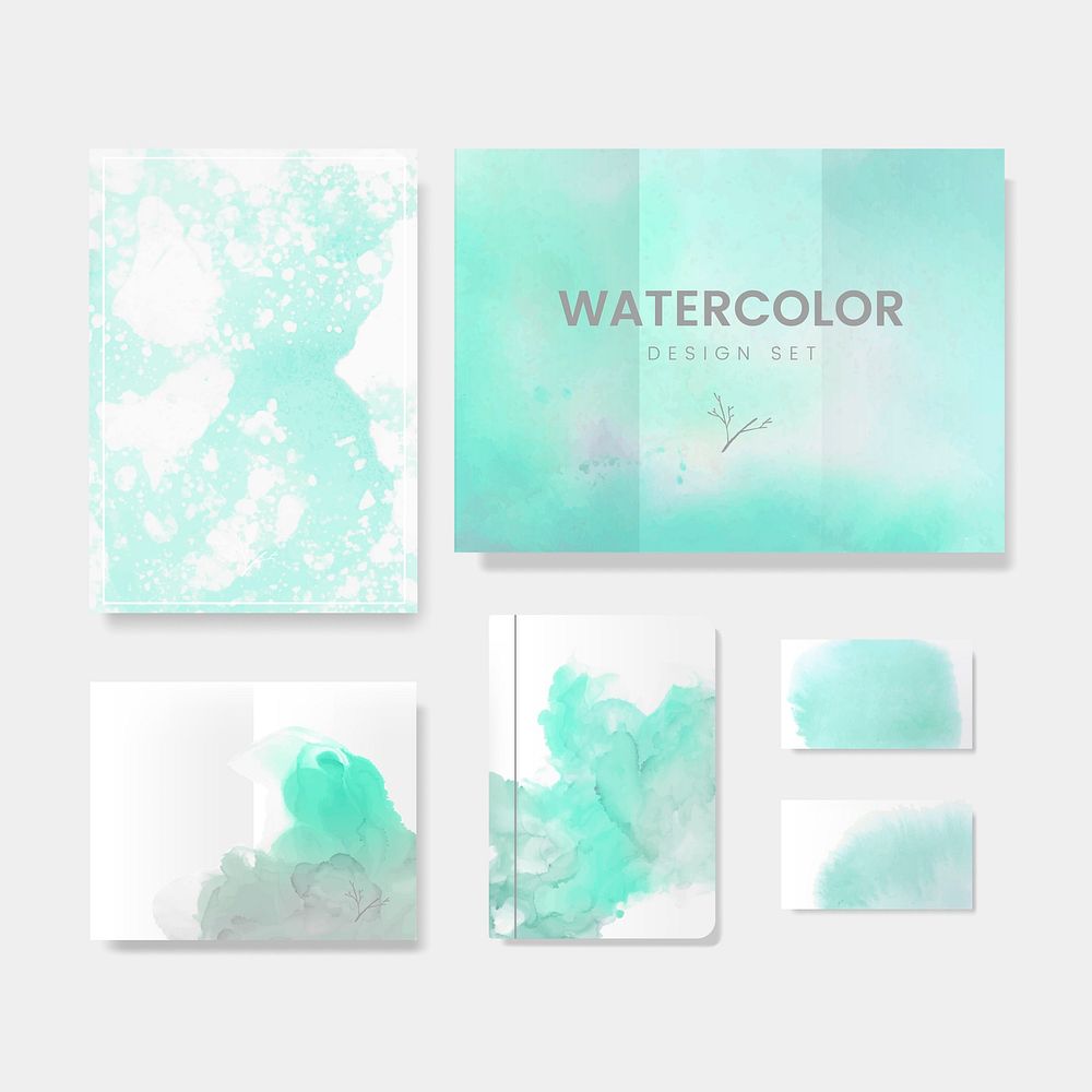 Turquoise watercolor style brochure vector