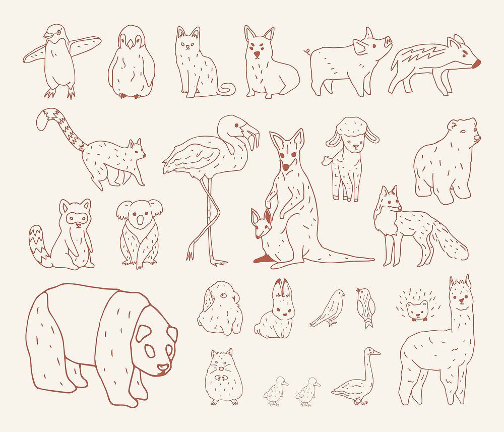 Vector of various types of animals