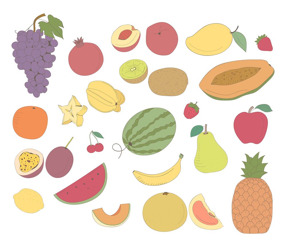 Vector of different kinds of fruits