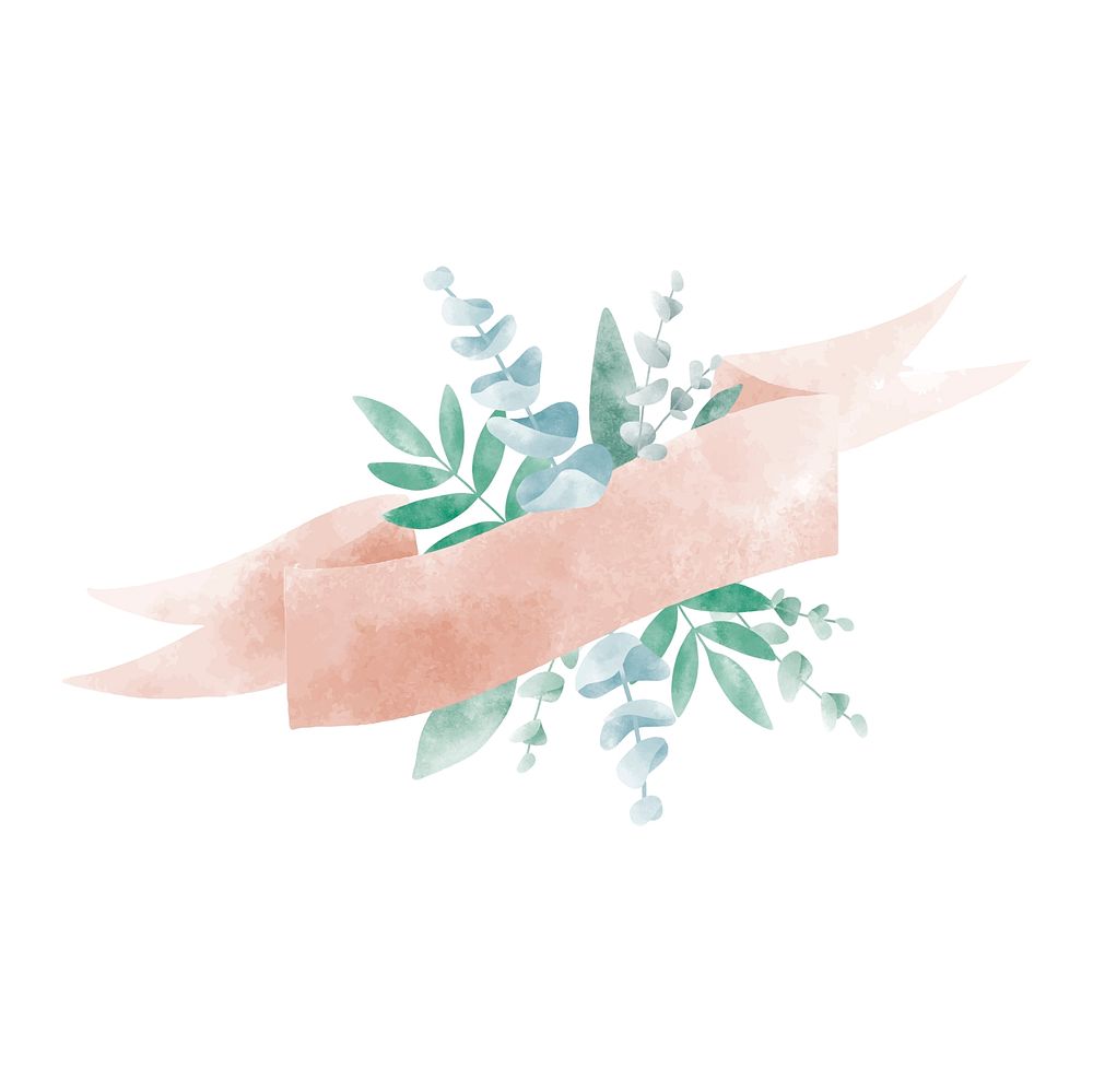 Watercolor leaves with a banner vector