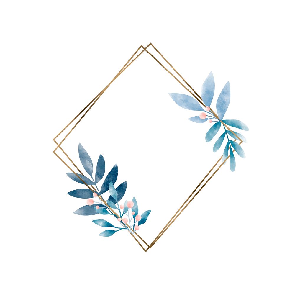Geometric frame with leaves vector