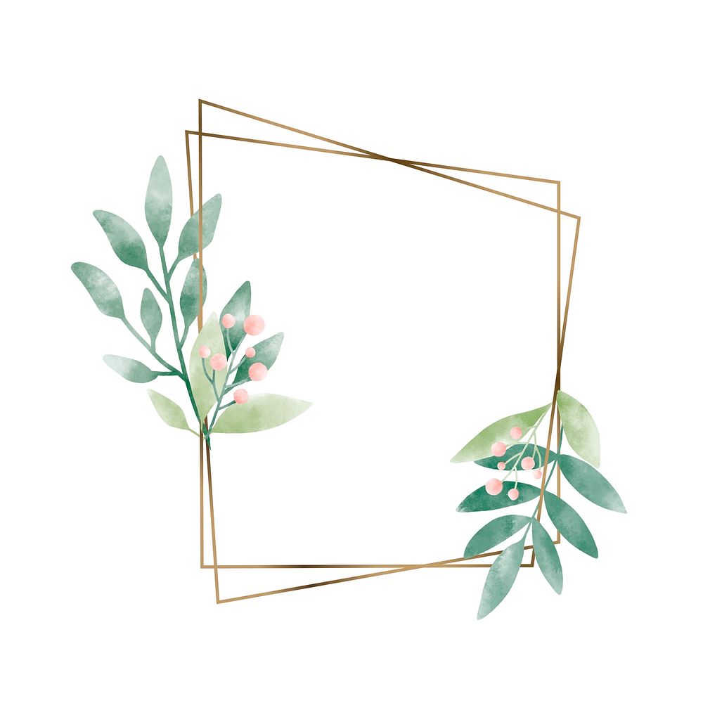 Geometric frame with leaves vector