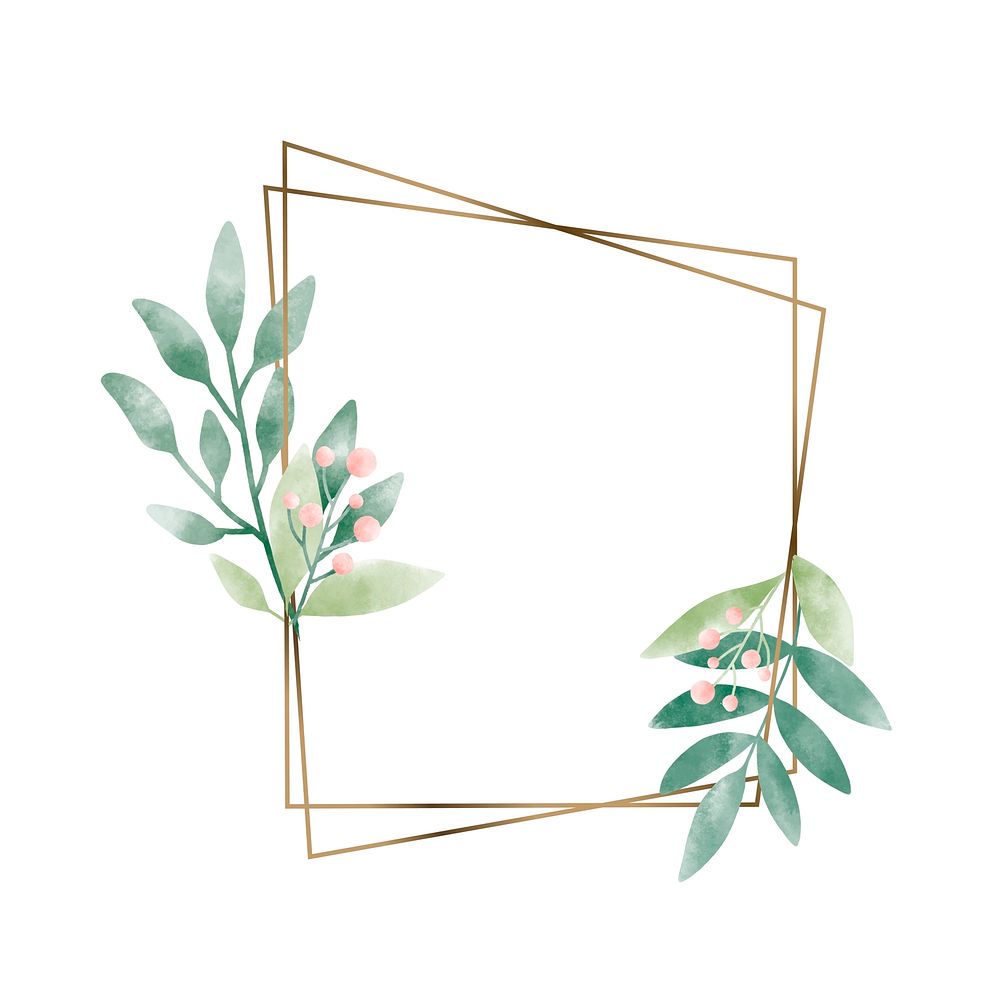 Geometric frame with leaves vector | Premium Vector - rawpixel