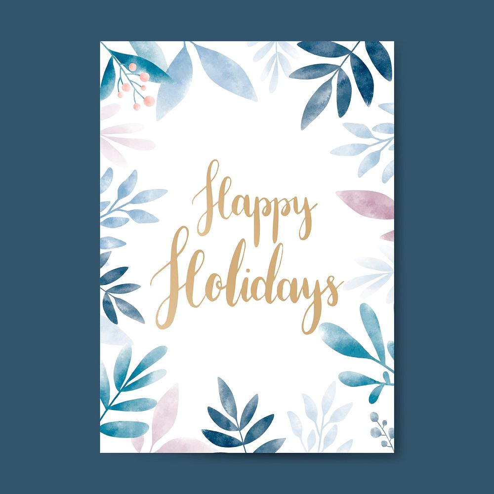 Happy Holidays watercolor card design vector