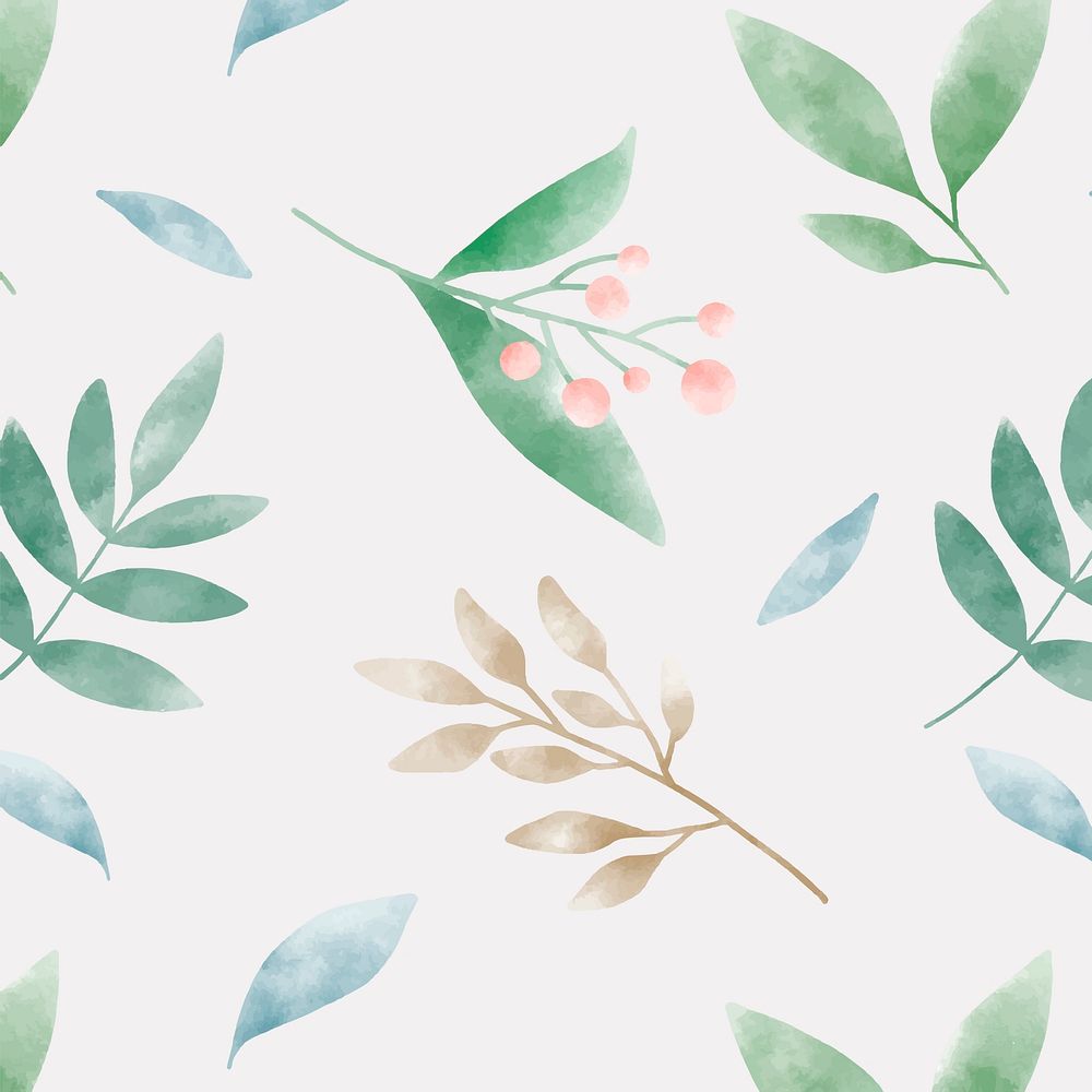 Watercolor green leaf patterns vector