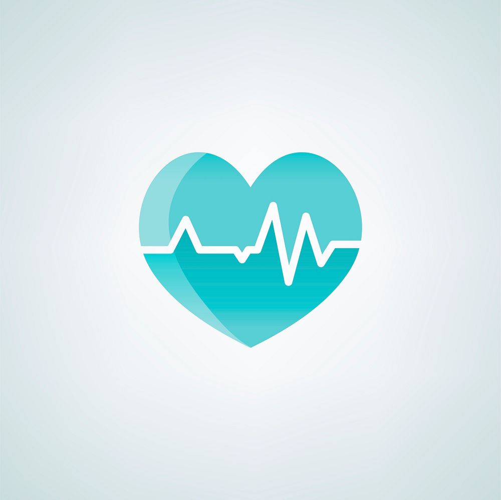 heart with cardiograph icon medical illustration