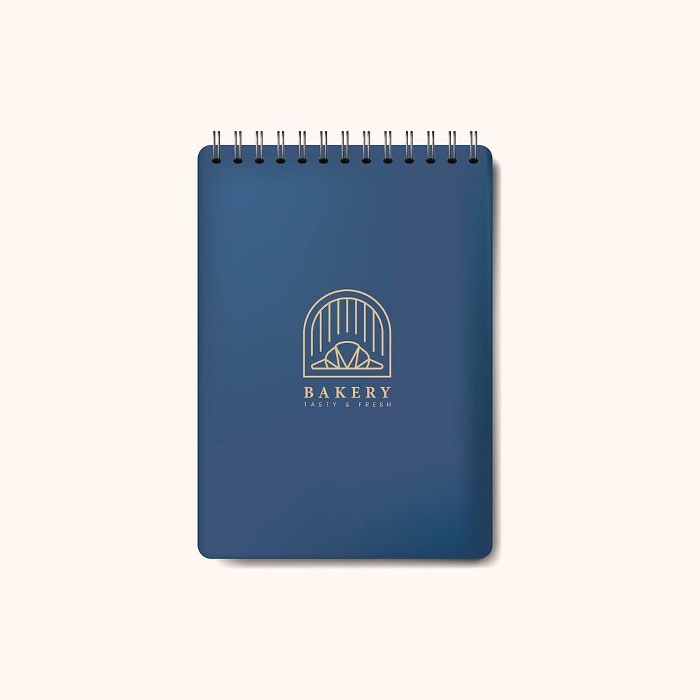 Spiral blue notebook mockup isolated vector