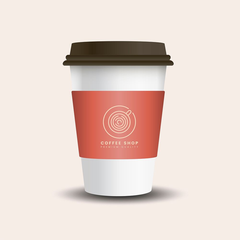 Hot drink paper cup with mockup sleeve vector