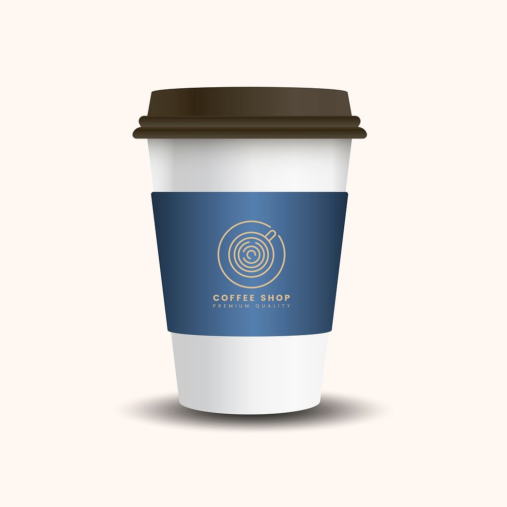 Hot drink paper cup with mockup sleeve vector