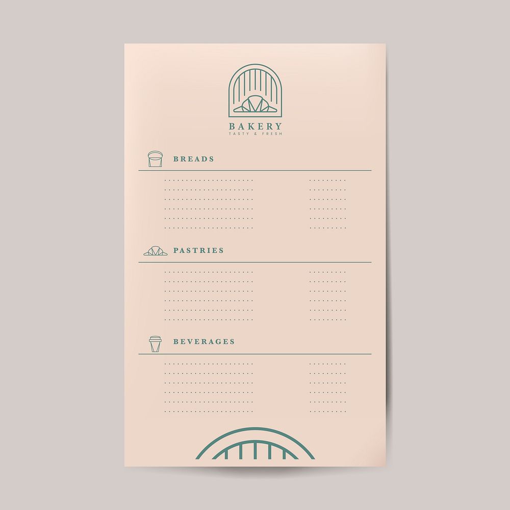 Pastries and beverages menu template vector