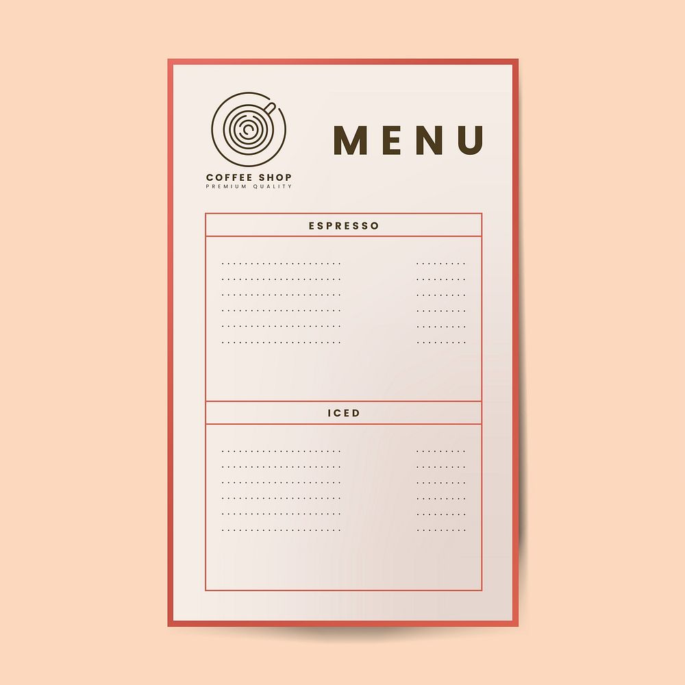 Coffee menu template isolated vector
