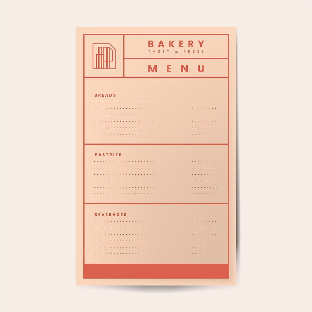 Pastries and beverages menu template vector