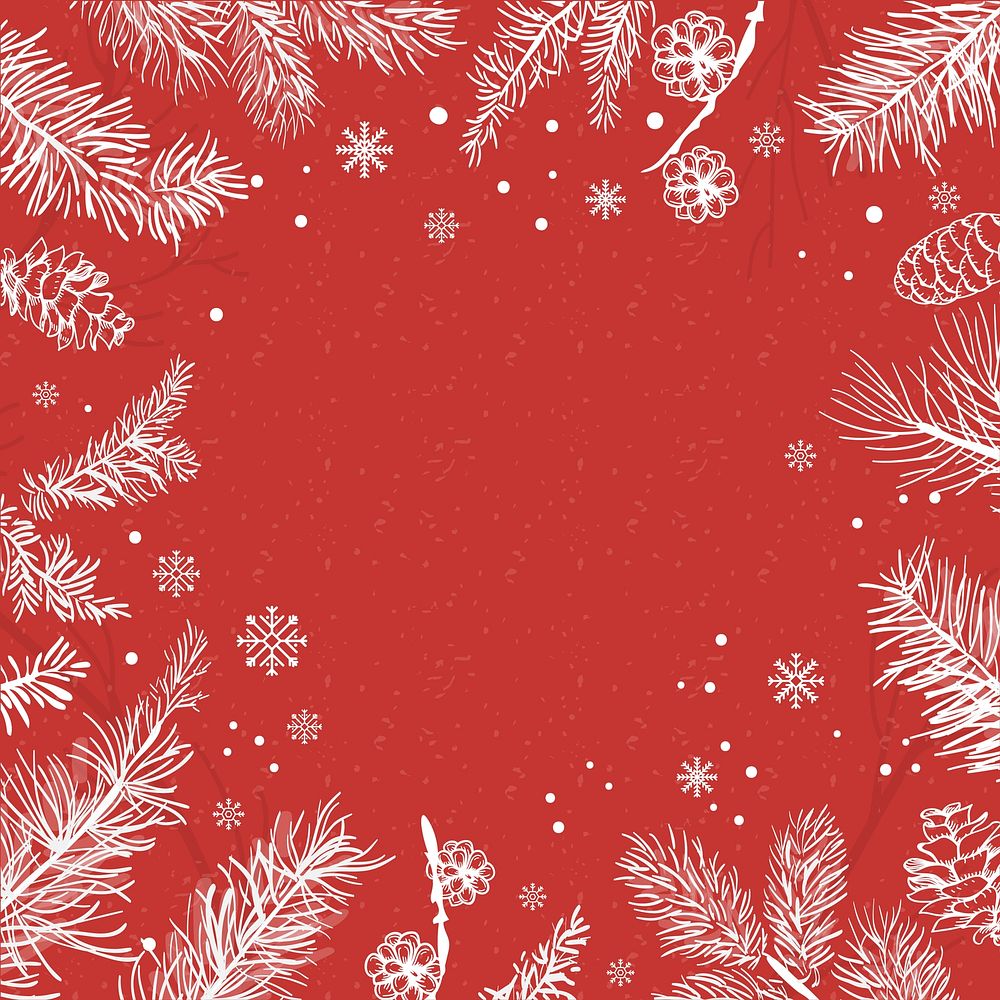 Red background with winter decoration vector