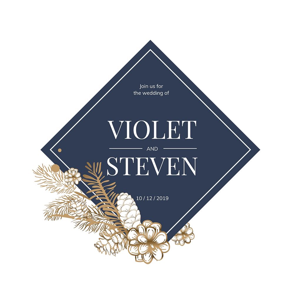 Floral framed wedding invitation vector