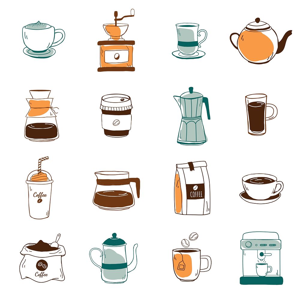 Set of coffee shop theme icons vector