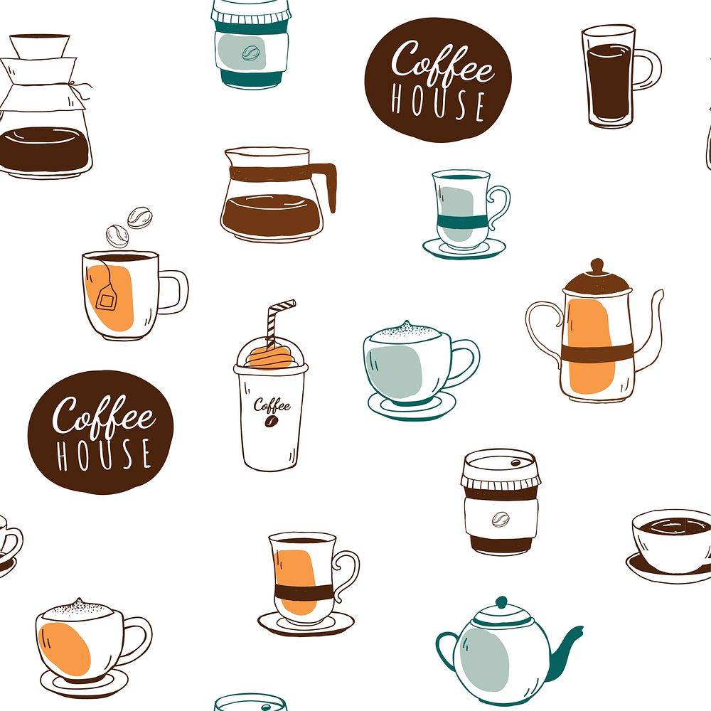 Coffee house and cafe patterned background vector