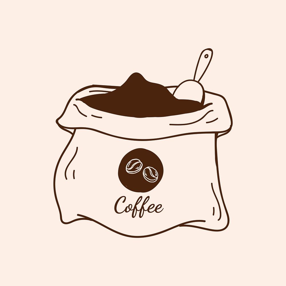 Sack of coffee beans icon vector