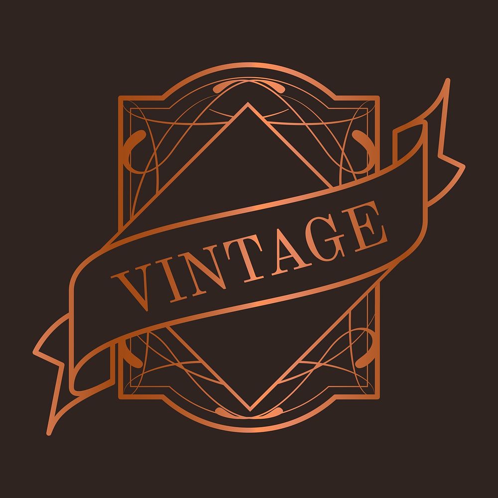 Vintage bronze art nouveau badge vector