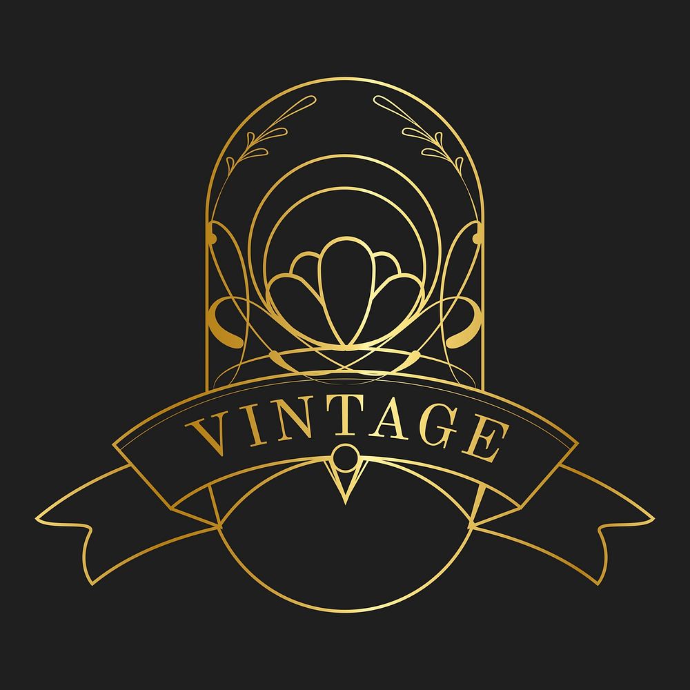 Vintage collection art nouveau badge vectors