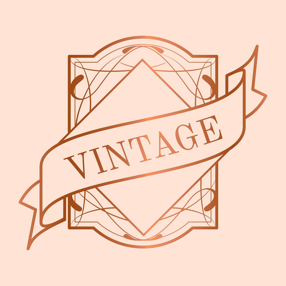 Vintage rose gold art nouveau badge vector