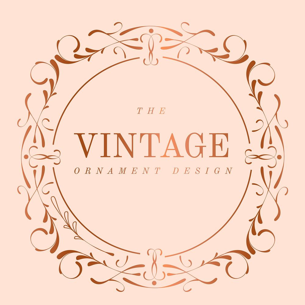 Vintage rose gold art nouveau badge vector